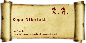 Kopp Nikolett névjegykártya